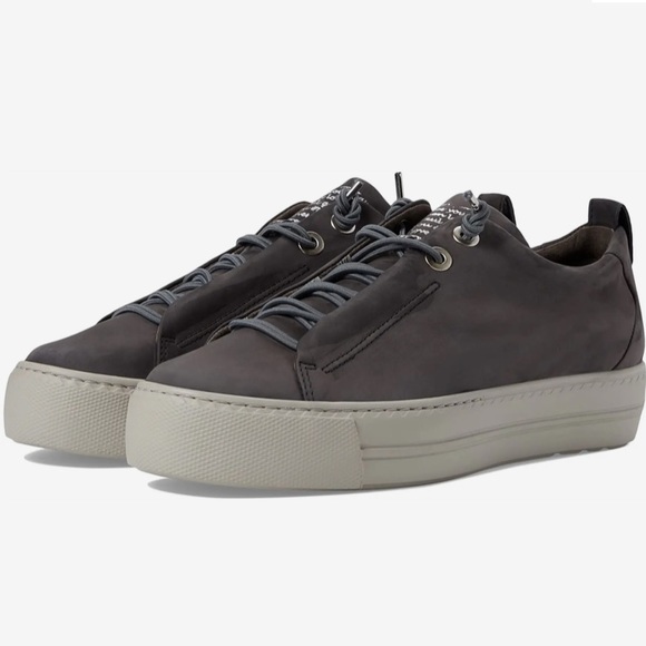 PAUL GREEN Faye Lace Up Platform Sneakers. Gray leather US...